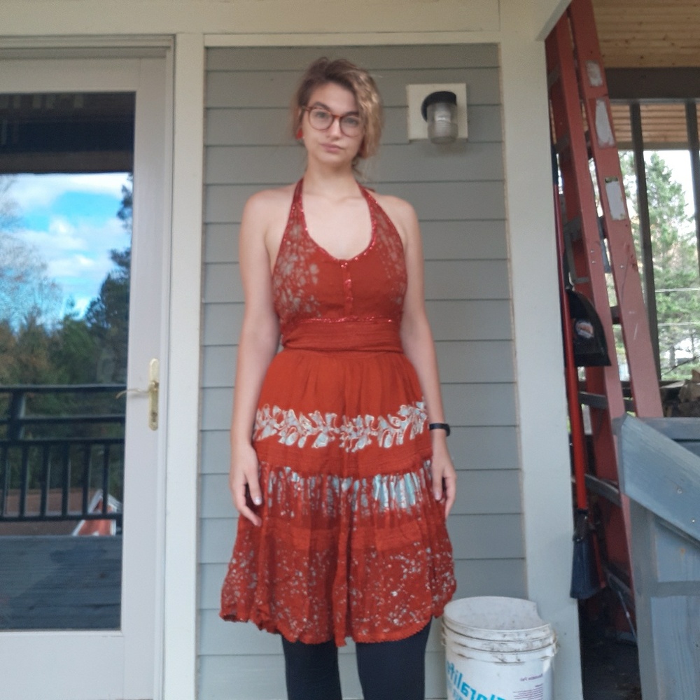 Orange hippie dress